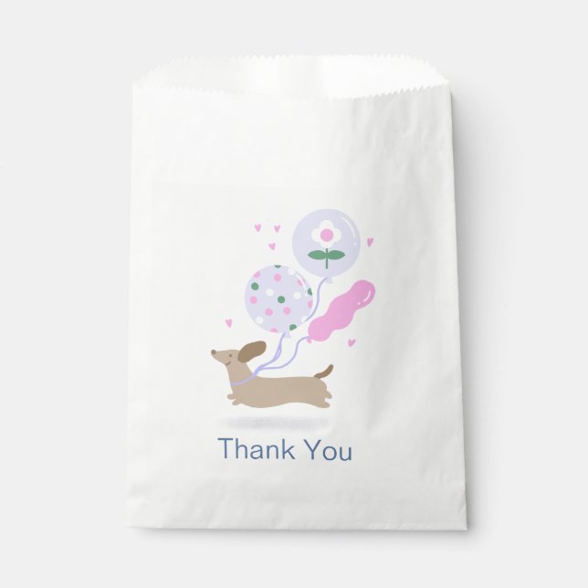 Personalised Thank You Birthday Dachshund Party  Favour Bags (Front)