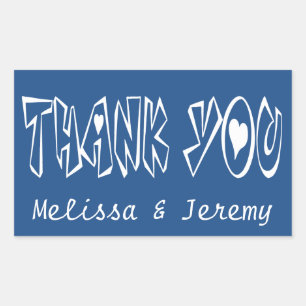 Personalised Thank You Blue Heart Stickers