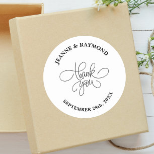 Personalised Thank You Calligraphy Wedding Favour  Classic Round Sticker
