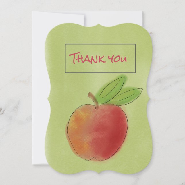 Personalised Thank You Card Apple for Teacher  (Front)