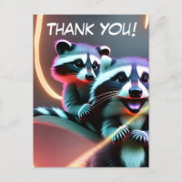 Personalised, Thank you card, Cute Racoon,