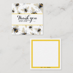 Personalised Thank You Card with bumblebee pattern