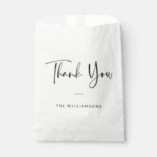 Personalised Thank You Chic Modern Script Wedding Favour Bags