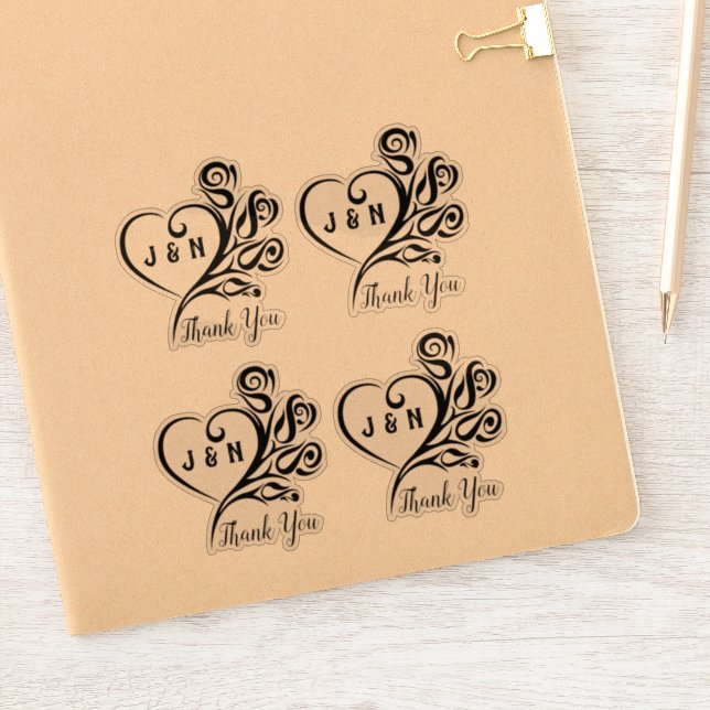 Personalised Thank You Clear Vinyl Stickers (Notebook)