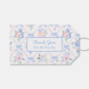 Personalised Thank You Floral Ribbon Bows Gift Tags