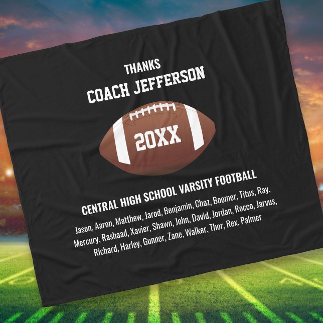 Personalised Thank You Football Coach Custom Fleece Blanket (Creator Uploaded)