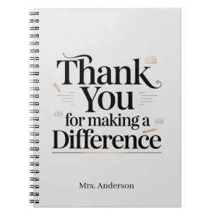 Personalised Thank You For Making a Difference Notebook
