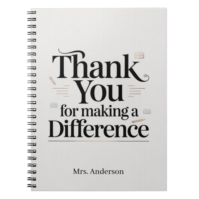 Personalised Thank You For Making a Difference Notebook (Front)