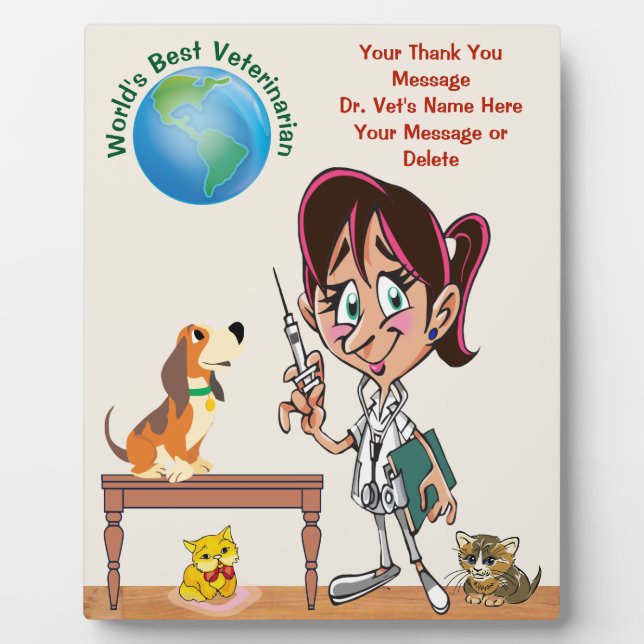 Personalised Thank You Gifts for Veterinarian Plaque (Front)