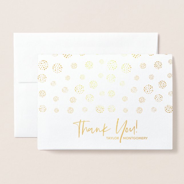 Personalised Thank You Note Gold Foil Card (Front With Envelope)