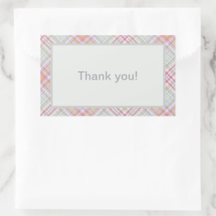 Personalised Thank You Pink 'n Green Plaid Rectangular Sticker