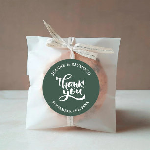 Personalised Thank You Sage Green Wedding Favour Classic Round Sticker