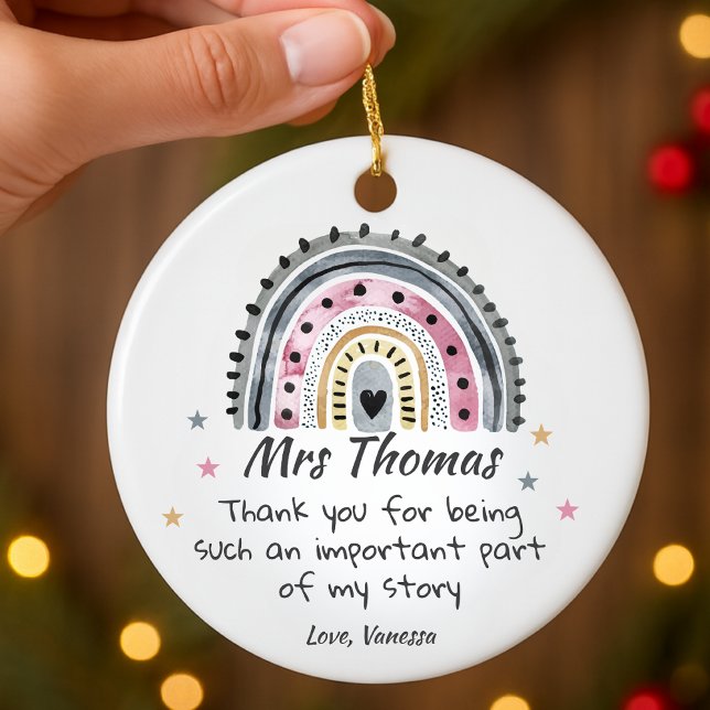 Personalised Thank You Teacher Appreciation Gifts Ceramic Tree Decoration (Creator Uploaded)