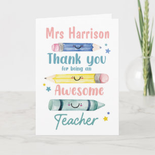 Personalised Thank You Teacher Card – Awesome Pens