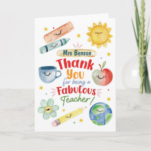 Personalised Thank You Teacher Card – Watercolour