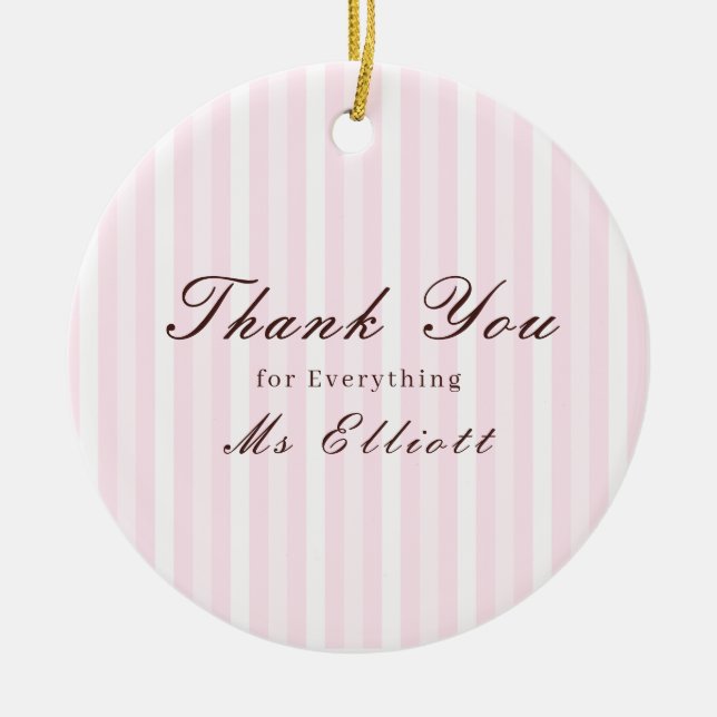 Personalised Thank You Teacher Ornament Pink Mist (Front)