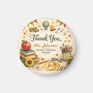 Personalised Thank You Teacher Watercolor Gift Magnet