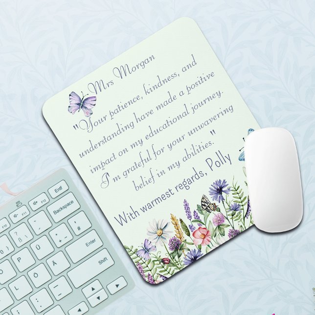 Personalised Thank You Watercolor Wildflowers  Mouse Pad (Creator Uploaded)