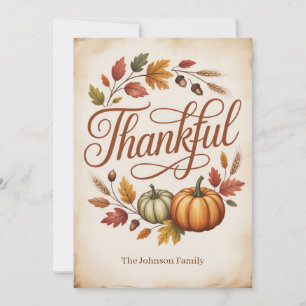 Personalised Thankful Autumn Holiday Card
