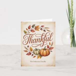 Personalised Thankful Autumn Holiday Card
