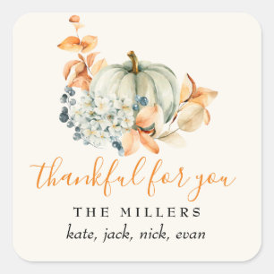 Personalised Thankful for You Thanksgiving Gift Square Sticker