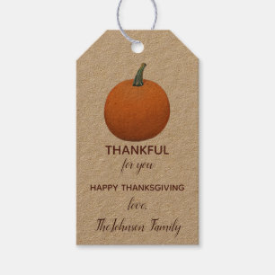 Personalised Thankful Pumpkin Thanksgiving Gift Tags