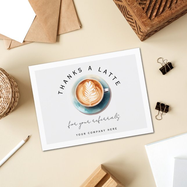 Personalised Thanks a Latte Referral Thank You  Postcard (Creator Uploaded)