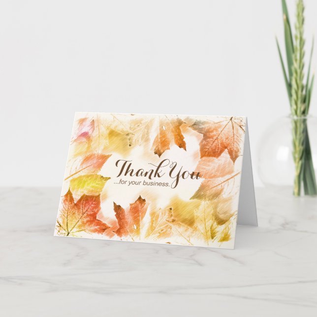 Personalised Thanksgiving Cards - Autumn Leaves Ca (Front)