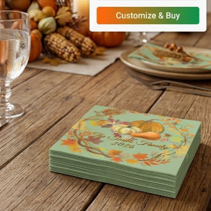 Personalised Thanksgiving Custom Autumn tabledecor Napkin