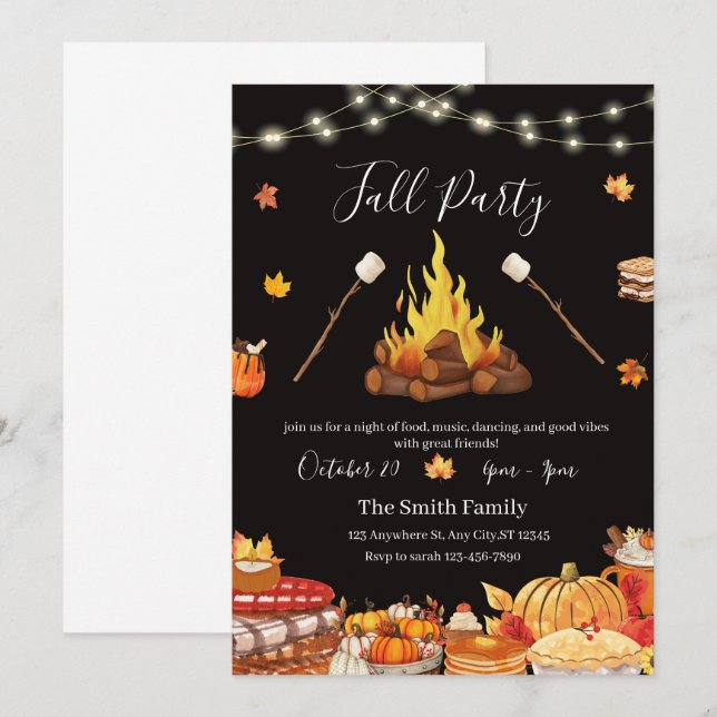Personalised Thanksgiving dinner invitation (Front/Back)