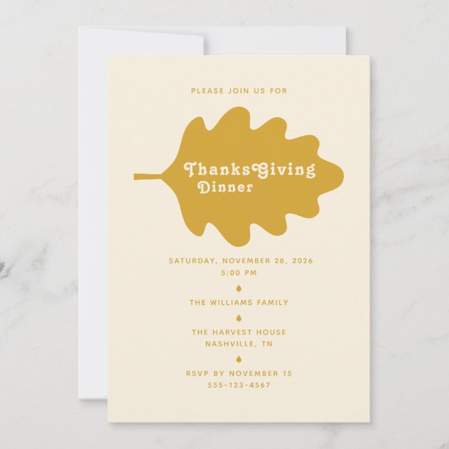 Personalised Thanksgiving Dinner Invitation Card (Front)