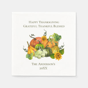 Personalised Thanksgiving Fall Autumn Pumpkins Napkin