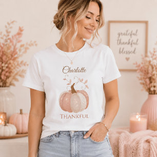 Personalised Thanksgiving – Fall Pumpkin Thankful  T-Shirt
