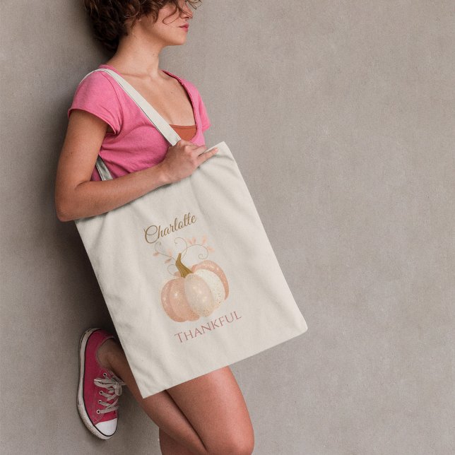 Personalised Thanksgiving – Fall Pumpkin Thankful  Tote Bag (Creator Uploaded)