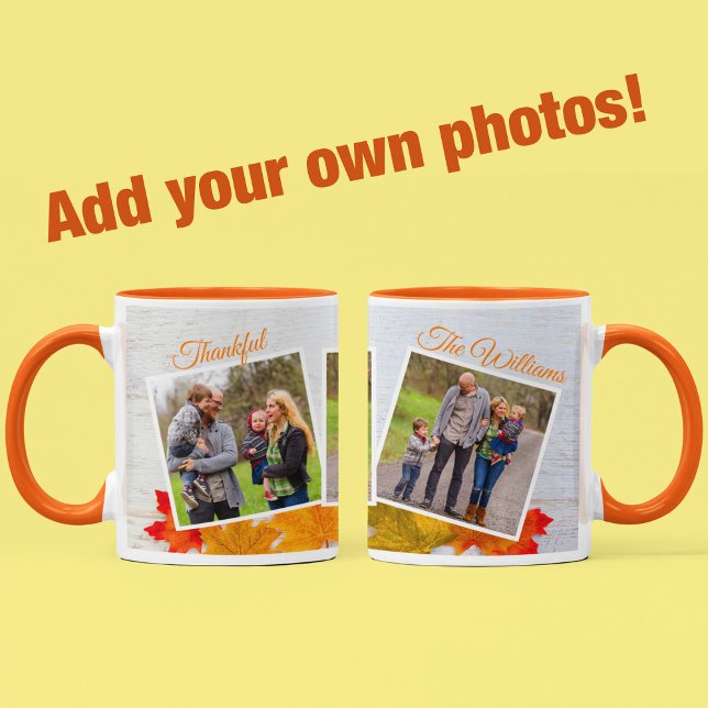 Personalised Thanksgiving Family Photo Thankful Mug (Creator Uploaded)