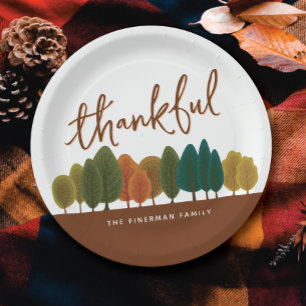 Personalised Thanksgiving Feast Thankful Autumn  Paper Plate