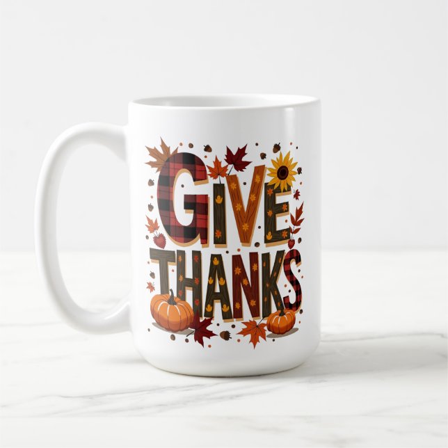 Personalised Thanksgiving - Give Thanks Coffee Mug (Left)