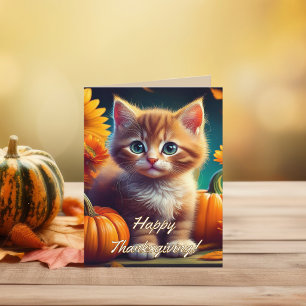 Personalised Thanksgiving Gratitude Orange Cat Thank You Card