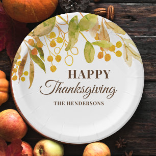 Personalised Thanksgiving Paper Plate