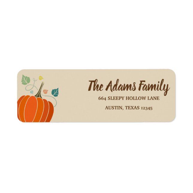 Personalised Thanksgiving Pumpkin Holiday Label (Front)