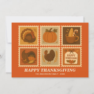 Personalised Thanksgiving Stamp Collage Greeting C Holiday Card
