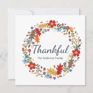 Personalised Thanksgiving Thankful Fall Flat Card