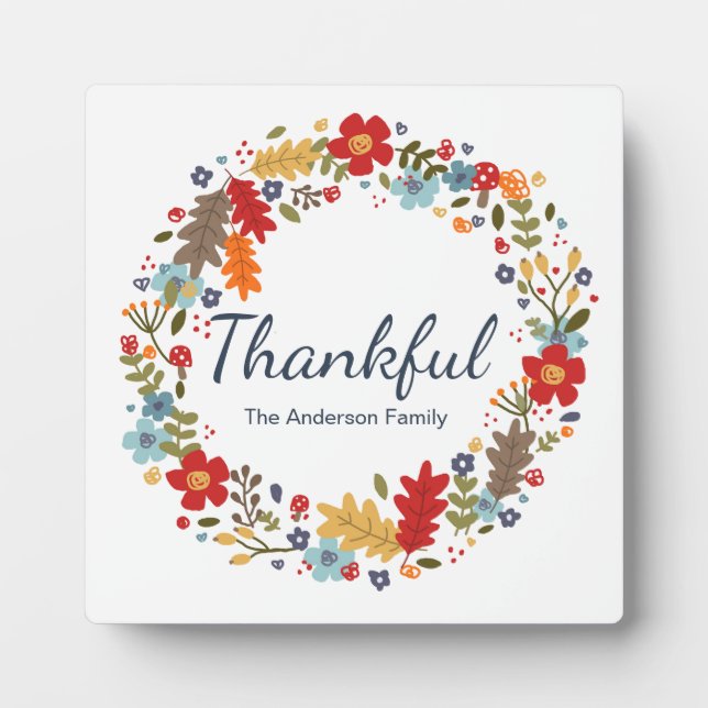 Personalised Thanksgiving Thankful Fall  Plaque (Front)