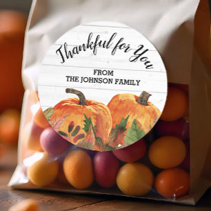 Personalised Thanksgiving Thankful for You Classic Round Sticker