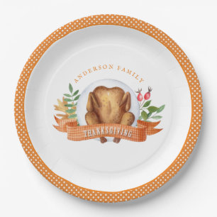 Personalised Thanksgiving Turkey Dinner  Paper Pla Plate
