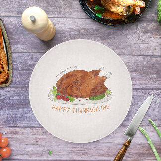 Personalised Thanksgiving Turkey Family Cutting Board