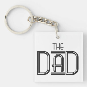 Personalised THE Dad Simple Black White Text Key Ring