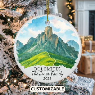 Personalised The Dolomites Ornament, Italy Ceramic Tree Decoration