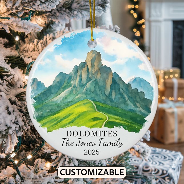 Personalised The Dolomites Ornament, Italy Ceramic Tree Decoration (Creator Uploaded)