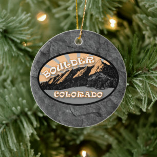Personalised The Flatirons, Boulder Colorado Ceramic Tree Decoration